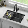 30&rdquo; Granite Composite Workstation Kitchen Sink Undermount Single Bowl with WorkFlow&trade; Ledge and Accessories in Metallic Black